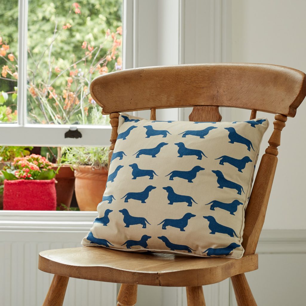 The Labrador Company-Blue Dachshund Cotton Cushion