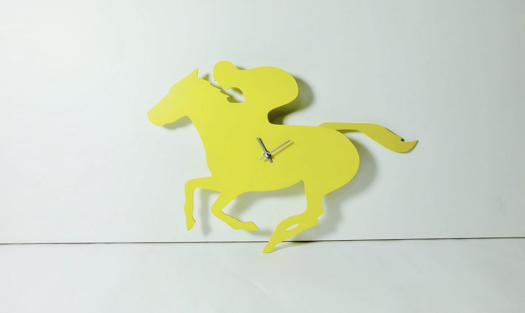 The Labrador Co.-Yellow racehorse clock with wagging tail - last one!