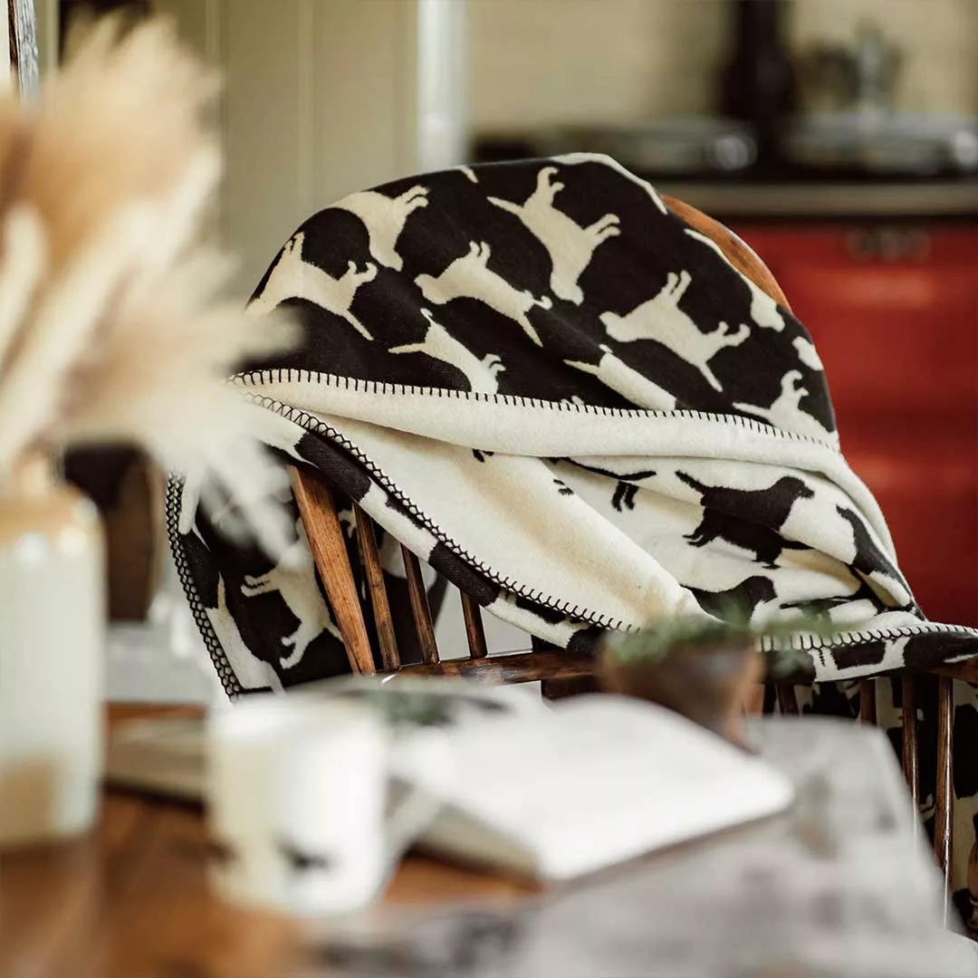 The Labrador Co.-Black & Cream Reversible Labrador Throw 1 The Labrador Co.-Black & Cream Reversible Labrador Throw 1